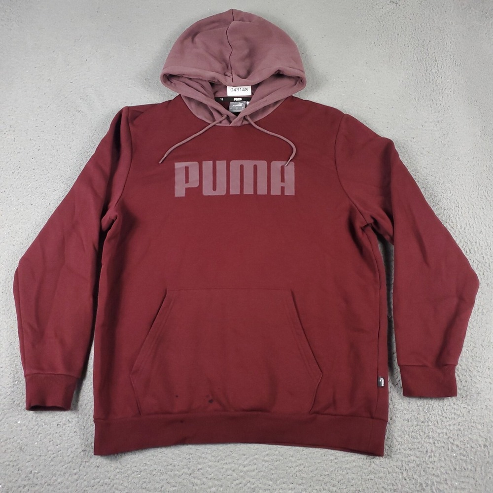Puma Mens Large Red Pullover Hoodie Sweatshirt Logo Casual Athletic 043148